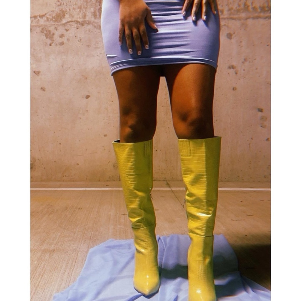 Lemon-lime knee boots - Picture 9 of 9